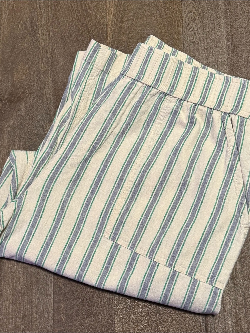 Toad&Co Women’s Hemp Striped Pull-On Wide-Leg Pants Yellow Green Size Large
